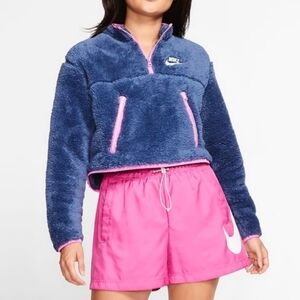 Nike Crop Sherpa 1/4 Zip Pullover Sweatshirt